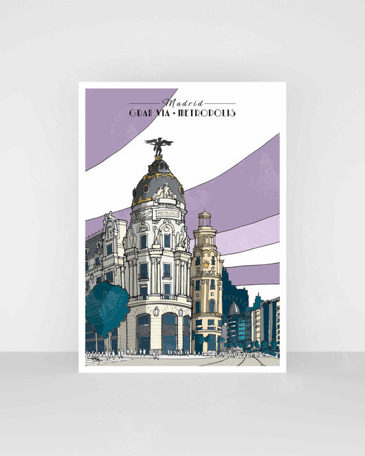 Madrid Gran Vía - Vertical Morado